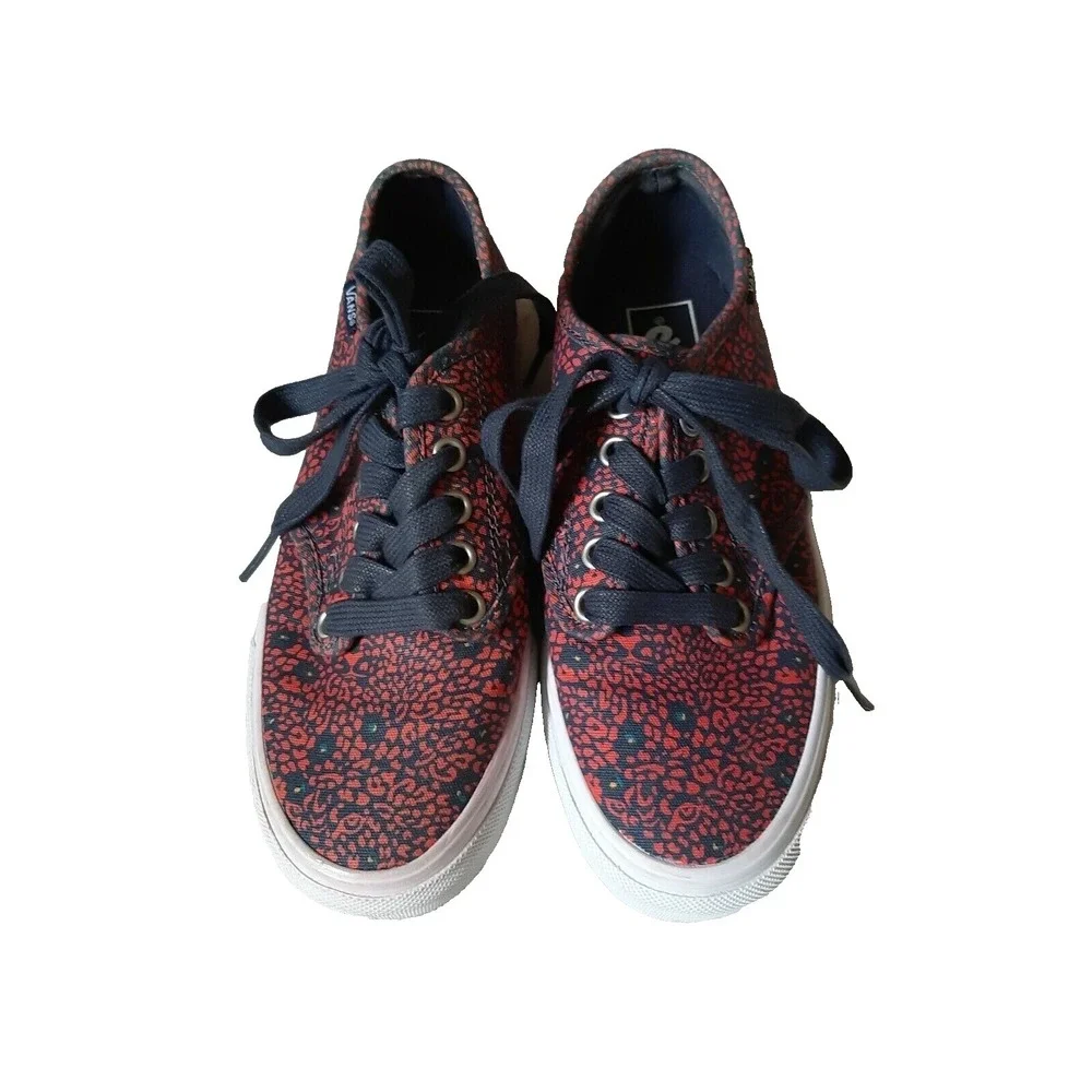 Vans Sneakers Red & Blue mini Flowers Canvas Skater‎ Shoes Size 5.5